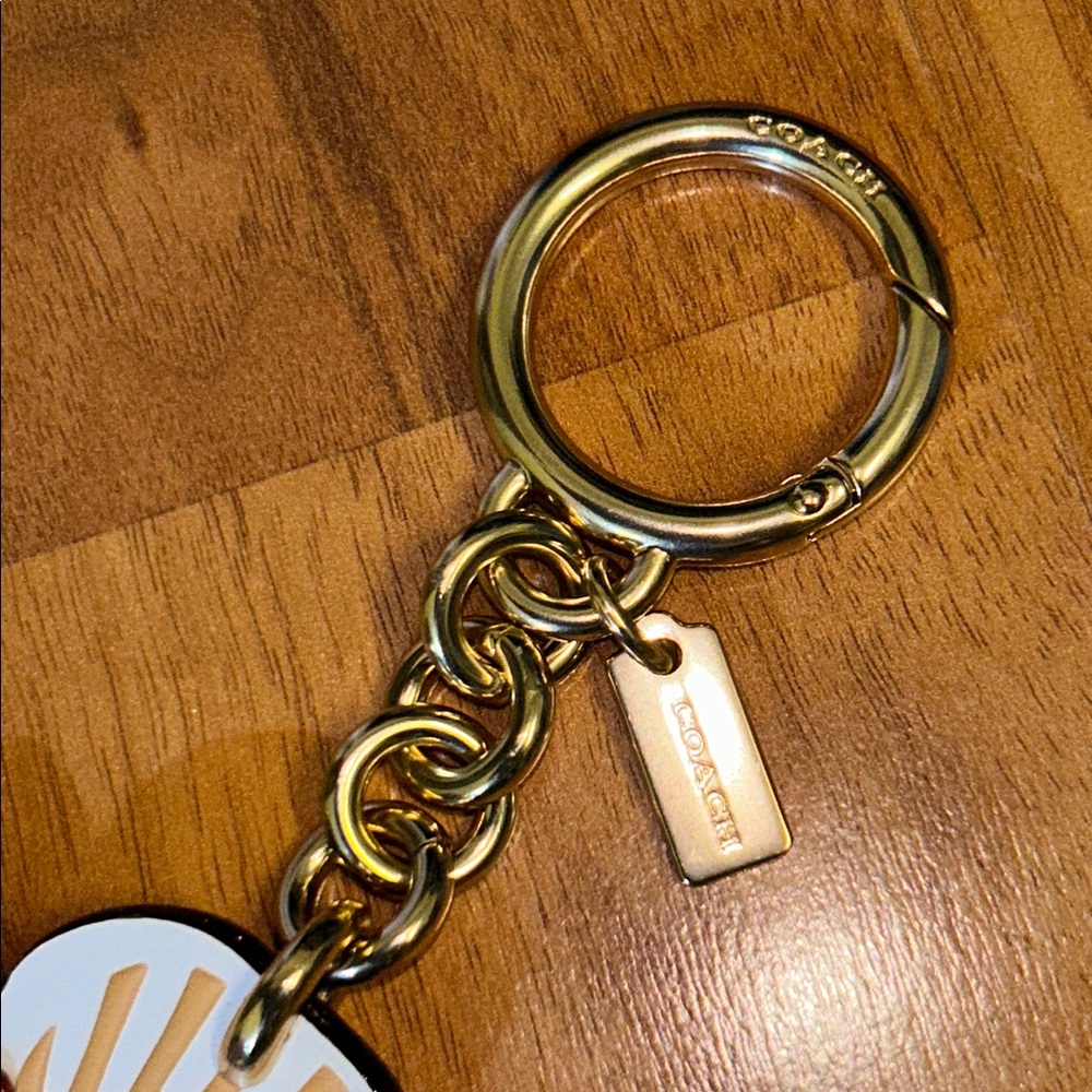 NWOT Coach Gold Beaded Flower Keychain Bag Charm - Picture 7 of 12